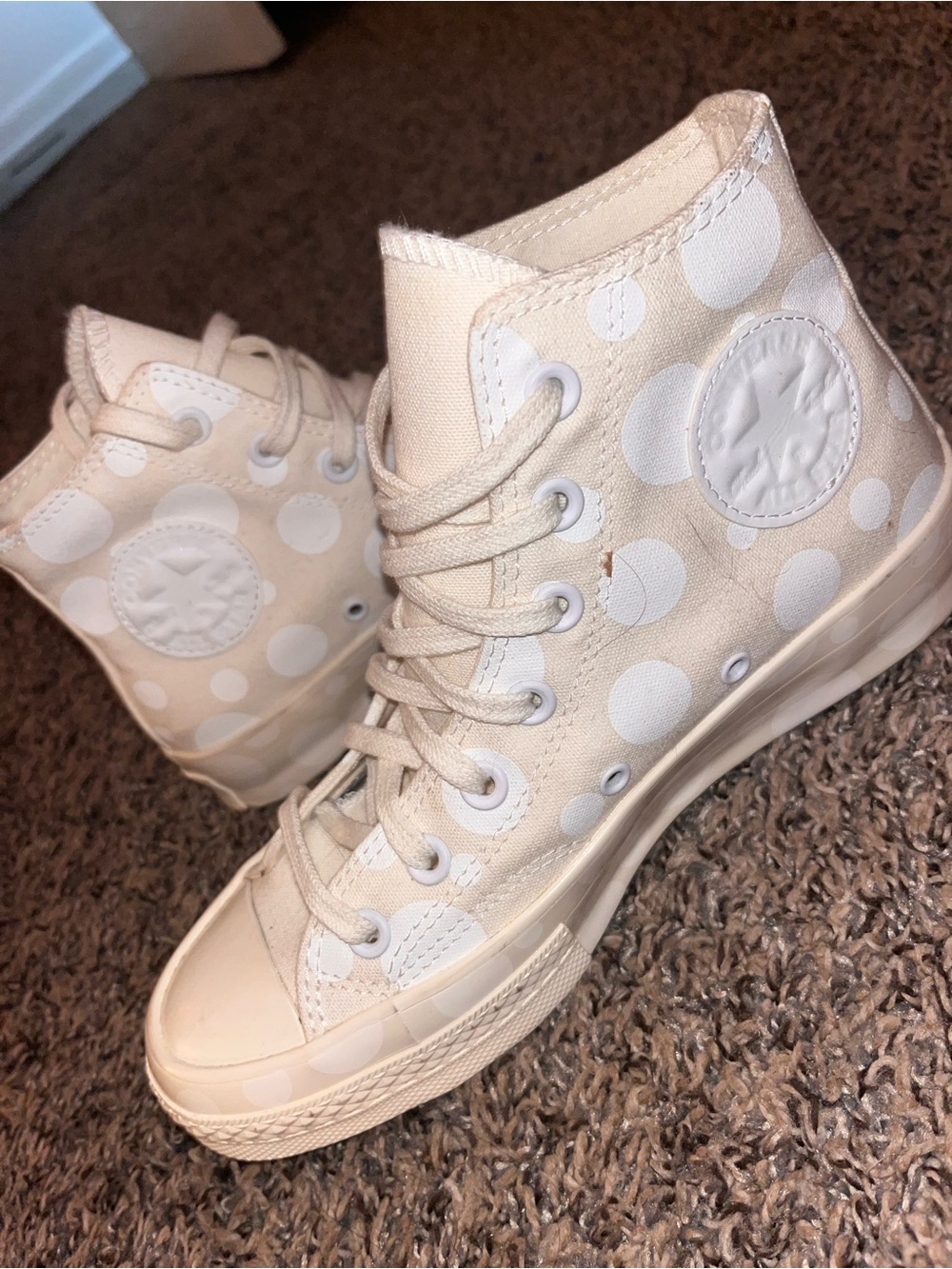 Converse Chuck 70 Hi High Top Polka Dot Sneakers Egret White A01183C Size 6.5